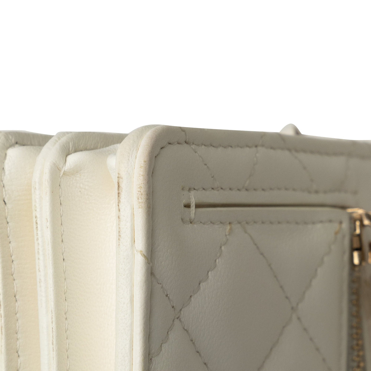 Leather (Good) Chain On Unisex Crossbody Pre-Owned Romance Authenticated Bag White Lambskin Wallet