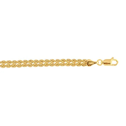 Fancy 10K Yellow Gold - Rope Bracelet Chain Clasp Womens 2.22gr. with Lobster Braided