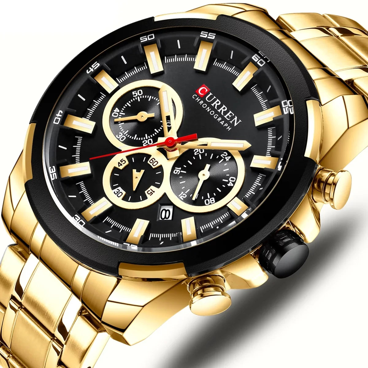 Three Indicator Stainless Watches Male Waterproof Second Quartz with Sub-Dials Wristwatch Luminous Hands Minute CURREN Stra Man Calendar Men Microsecond for Watch Chronograph Date 8361 Steel