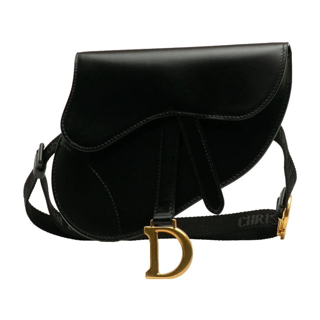Bag Leather (Good) Dior Pre-Owned Saddle Unisex Calf Authenticated Belt Black