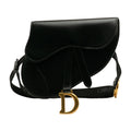 Bag Leather (Good) Dior Pre-Owned Saddle Unisex Calf Authenticated Belt Black