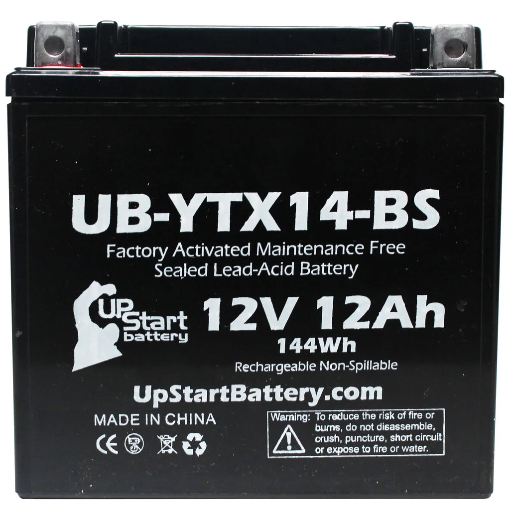 YZF1000R 12AH, Yamaha CC - 12V, Free, 5-Pack Replacement Activated, Maintenance 1998 UB-YTX14-BS 1000 for Battery Motorcycle Factory UpStart Battery