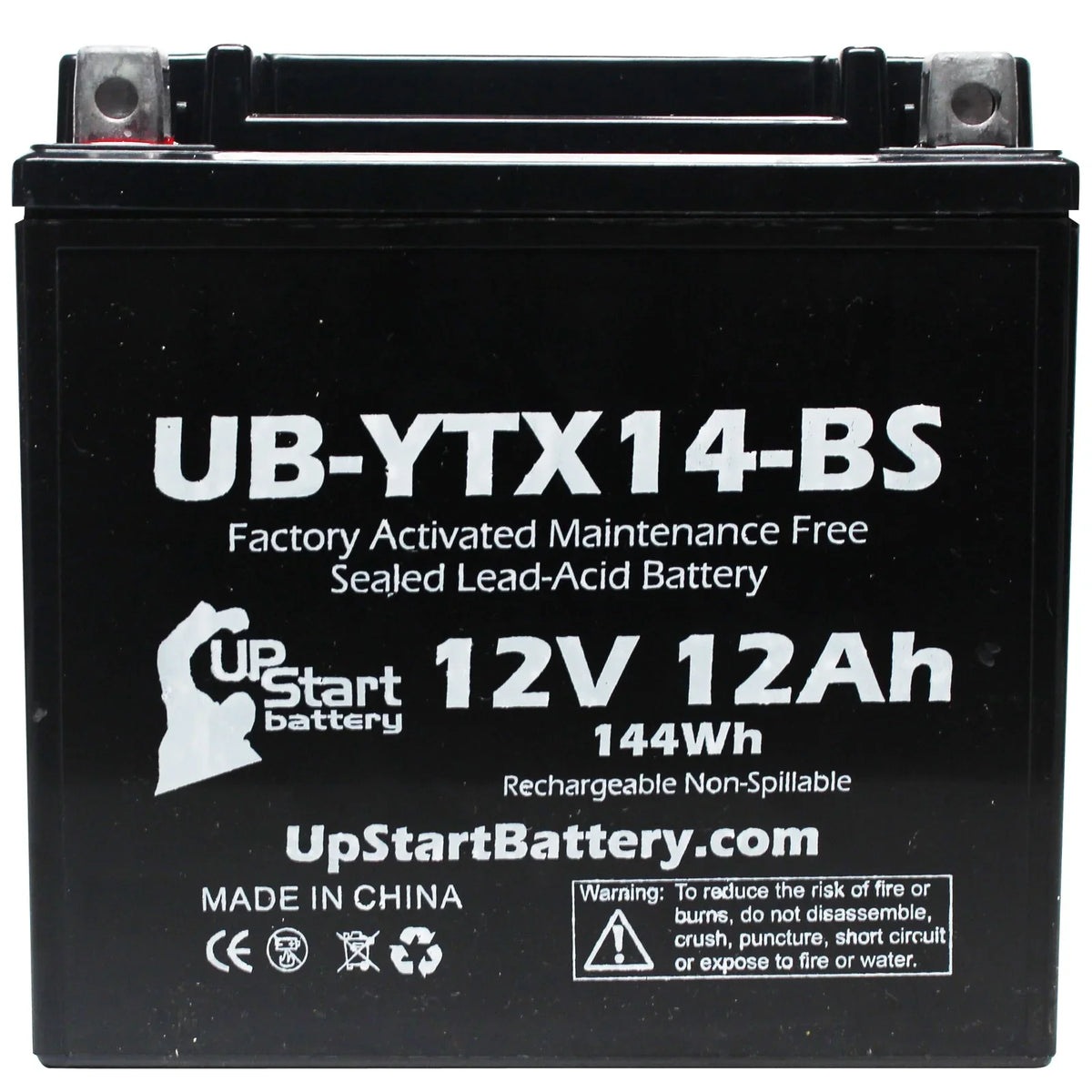 YZF1000R 12AH, Yamaha CC - 12V, Free, 5-Pack Replacement Activated, Maintenance 1998 UB-YTX14-BS 1000 for Battery Motorcycle Factory UpStart Battery