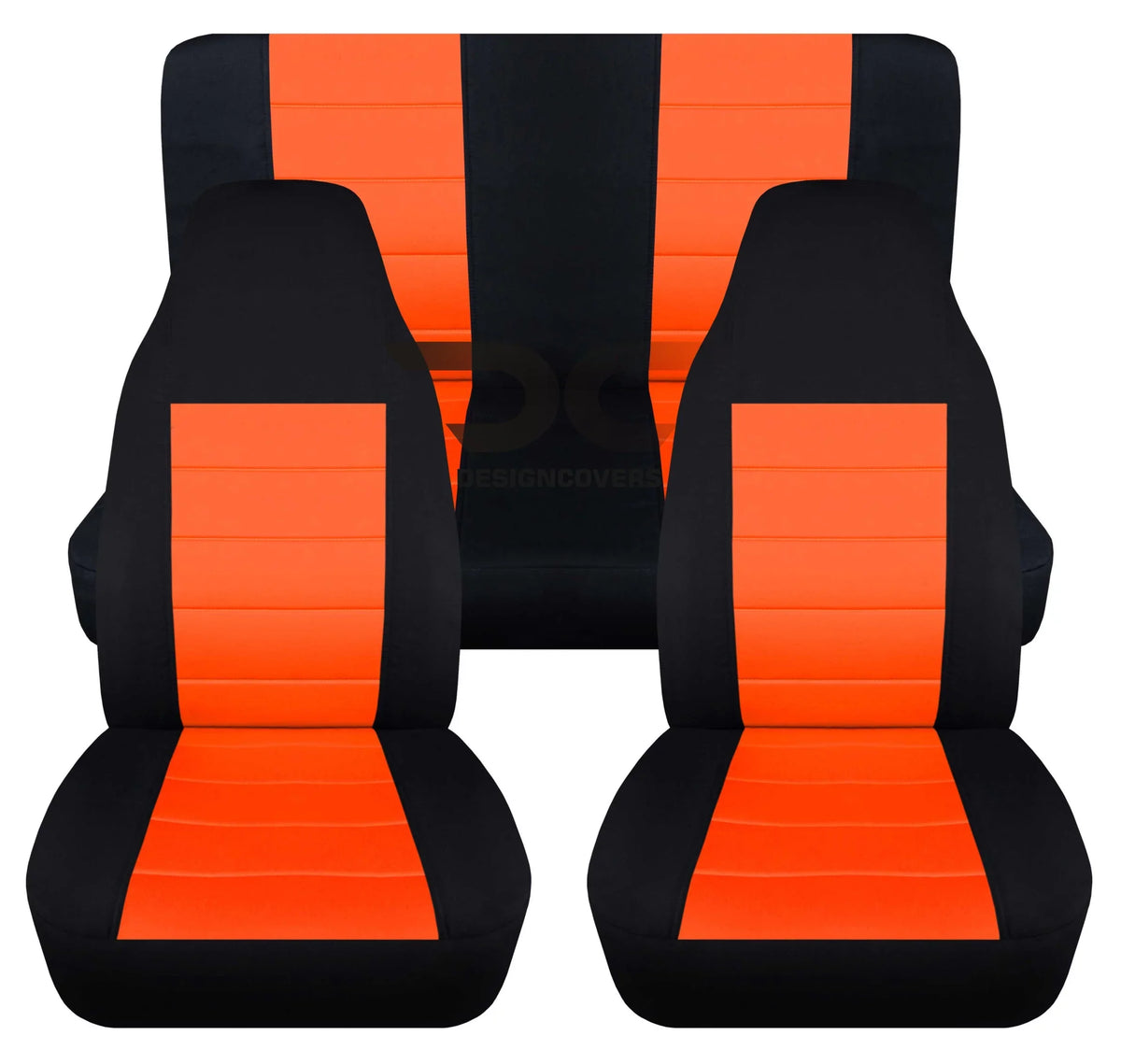 Front&Rear 2door LJ wrangler 2003-2006 Compatible Seat - Full T237-Designcovers Jeep with Covers:Black Set and Orange
