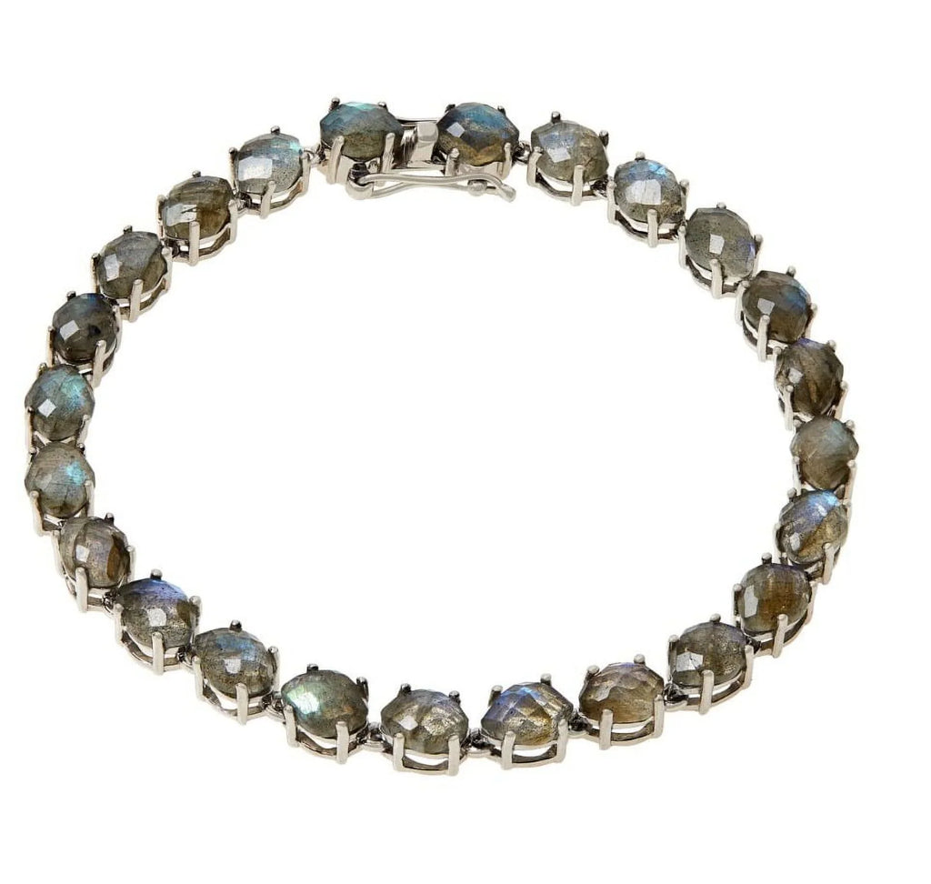 Colleen Lopez Tennis Bracelet. 6-1/2" Sterling Silver Labradorite 7x5mm