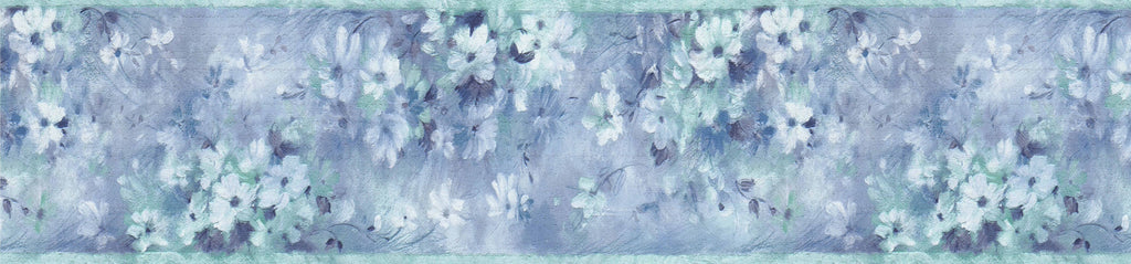 Flowers 15 Deco's Wallpaper Stick Dundee White Self Blue Wall Abstract 7 Border ft - Teal in, Border x Design, Retro Adhesive and Peel