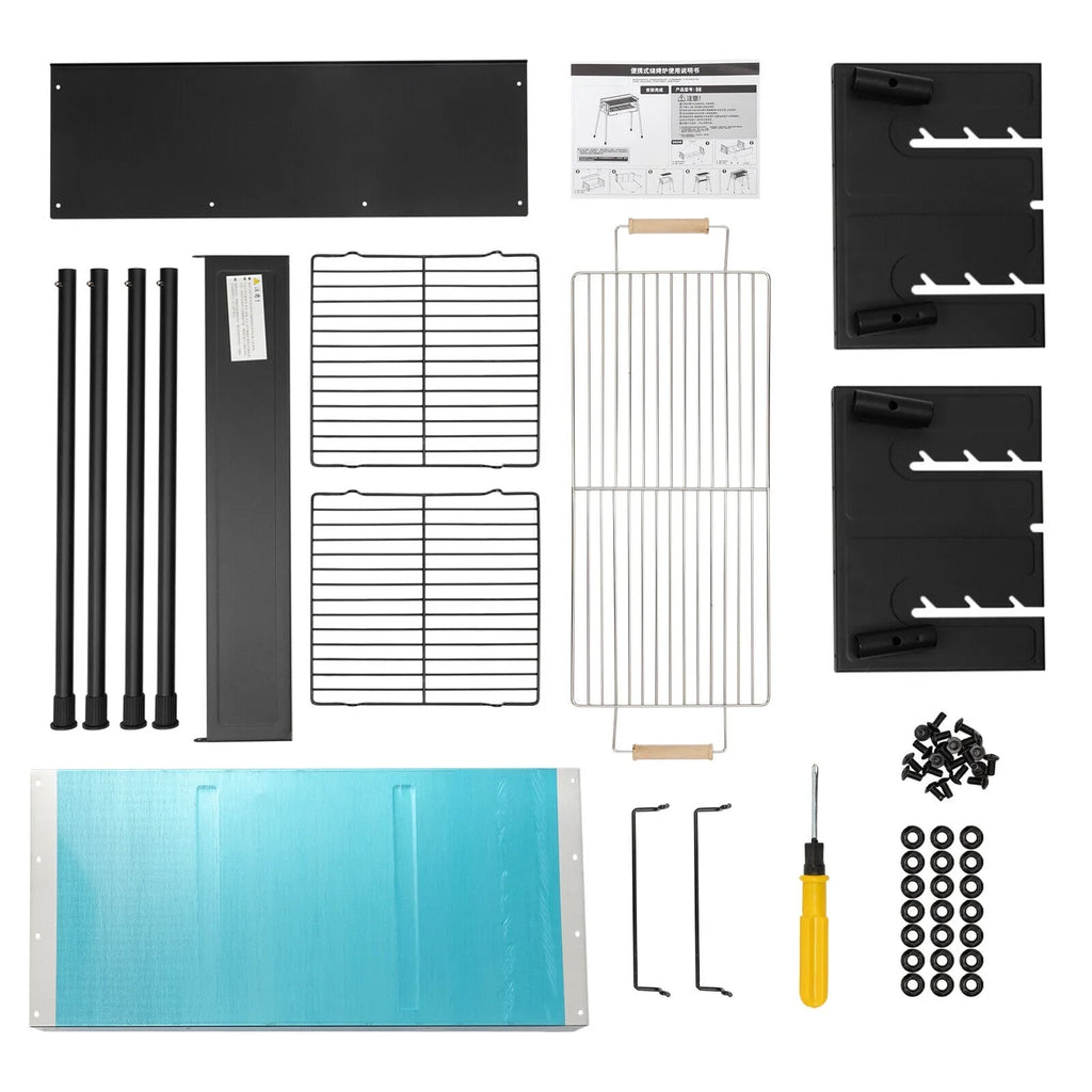 Stainless 304 Picnic Food Grill Steel Grill Kits Barbecue Miumaeov Charcoal Grade Grill Charcoal with for Portable Camping Grill Folding BBQ Tool