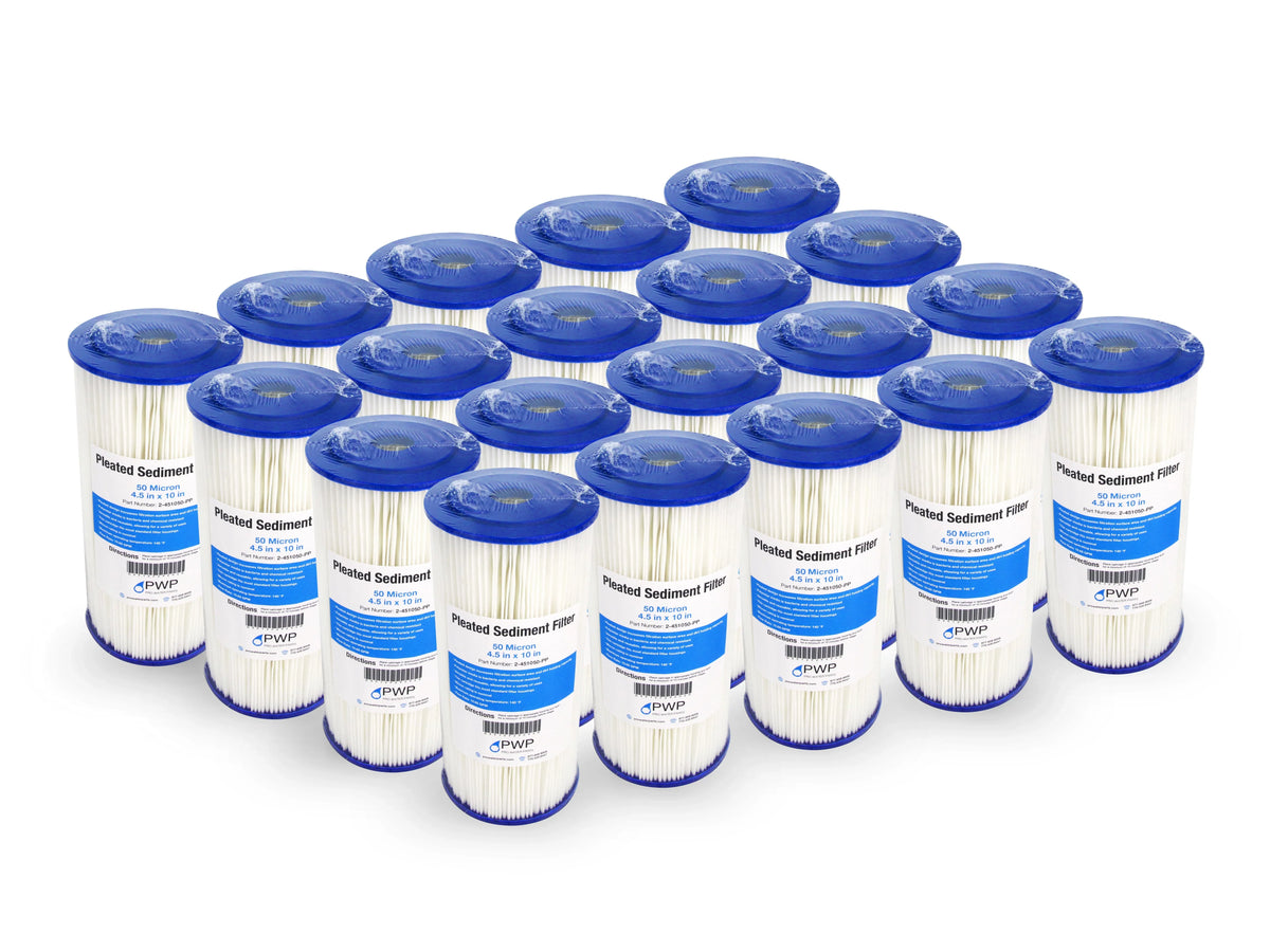 Poly Pleated Cartridge 20 Pack 10x4.5" Micron liquid Filter 50