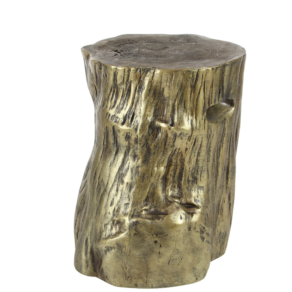 Grain with Carved Gold Table, x Finish 19"H Inspired Log Eclectic Wood Accent 18"W Chopped DecMode Gold Tree