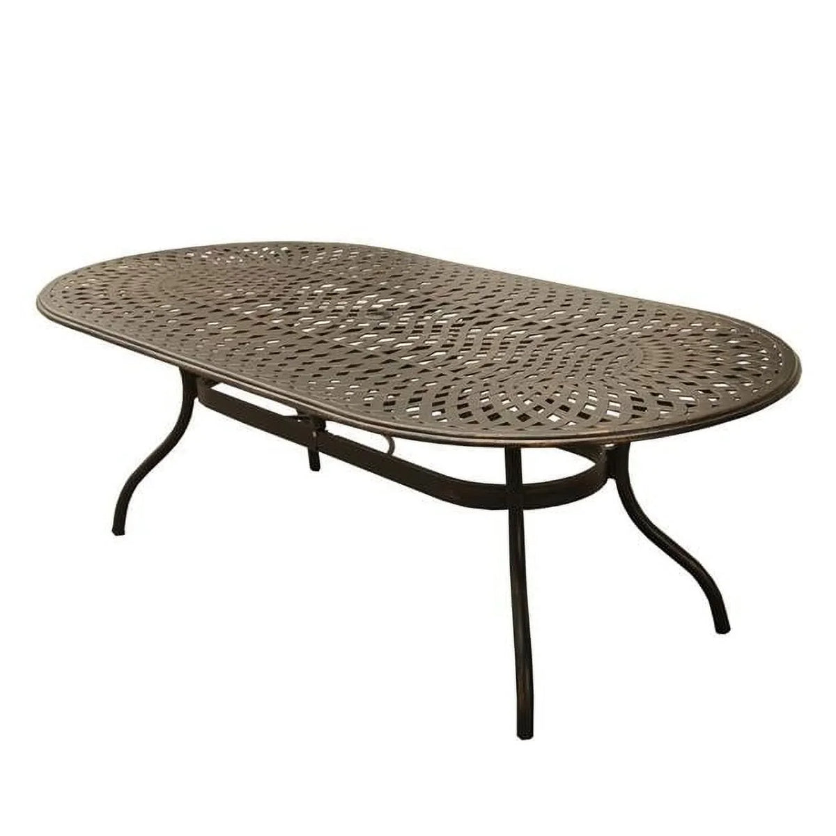 exterior Modern Mesh Contemporary Lattice Dining 95 Table, Oval Aluminium in. Bronze