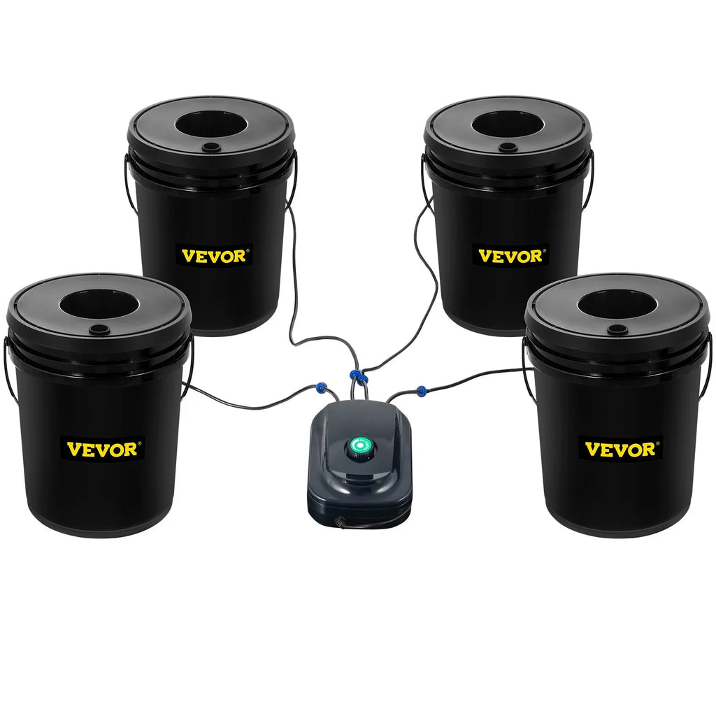 Leafy Hydroponic 5-Gallon, Stone System liquid VEVOR Grow Vegetables Pump, DWC & Indicator with for Kit, Level Air Indoor/exterior 4-Bucket