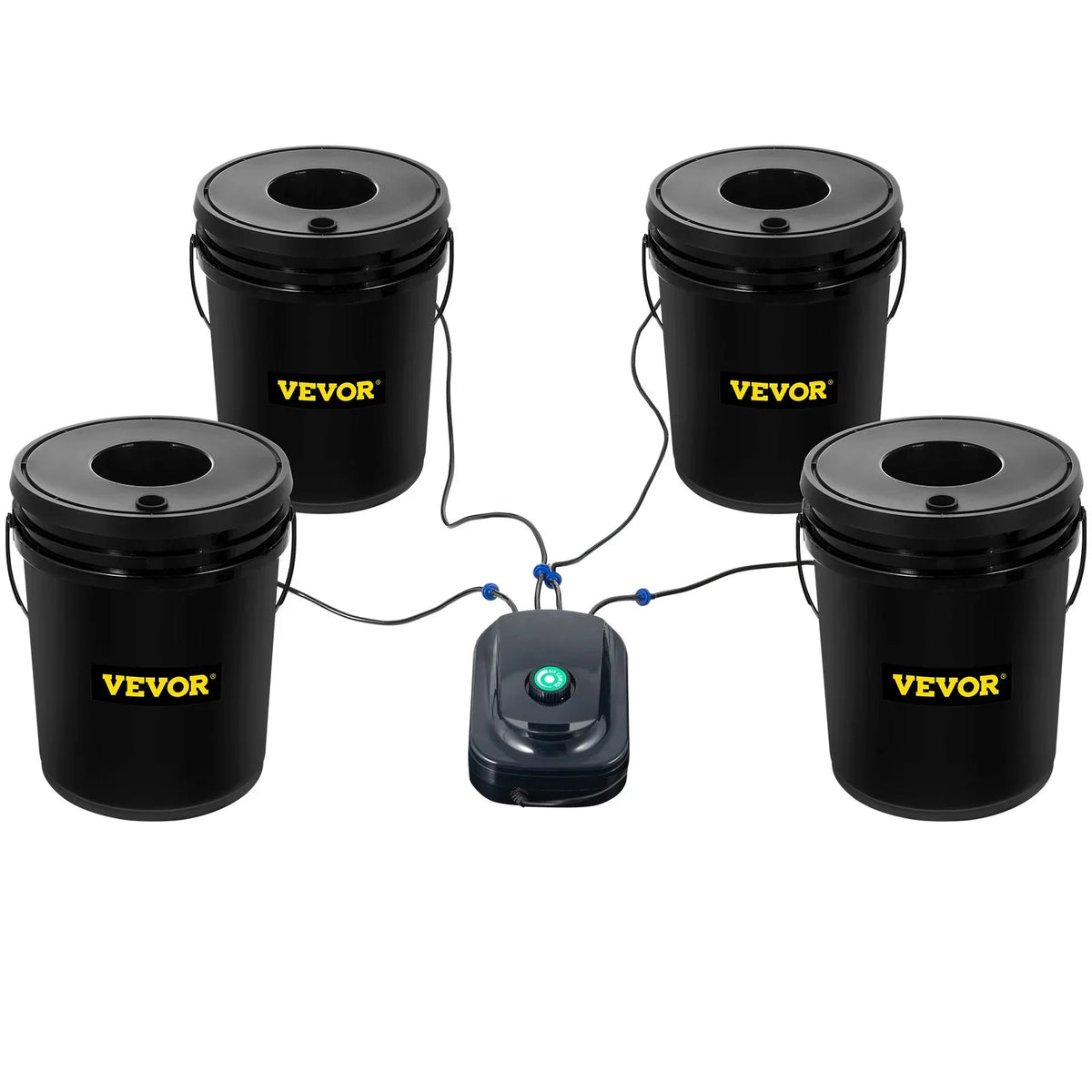 Leafy Hydroponic 5-Gallon, Stone System liquid VEVOR Grow Vegetables Pump, DWC & Indicator with for Kit, Level Air Indoor/exterior 4-Bucket