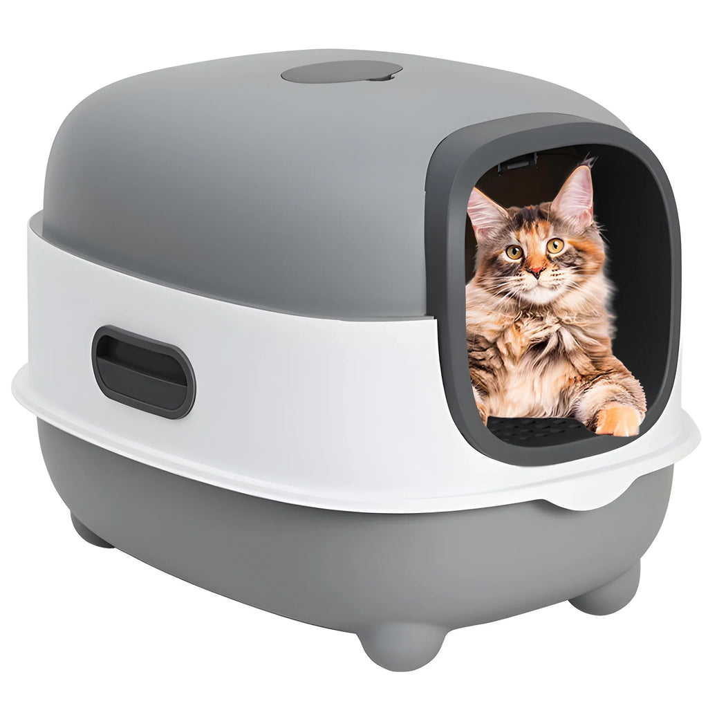 Box,Pets Litter Large Smelly Boxes,Odor Cat Litter Control,Jumbo Hooded,Gray,Door Isolate Enclosed Cat EOIVSH