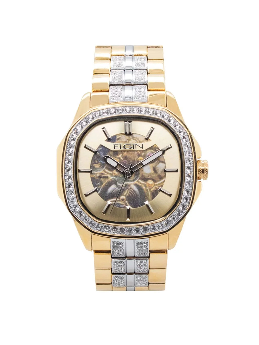 Brass with Watch Bezel Adult Male and Elgin Allow (FG180018) in with Gold Case Czech Stones