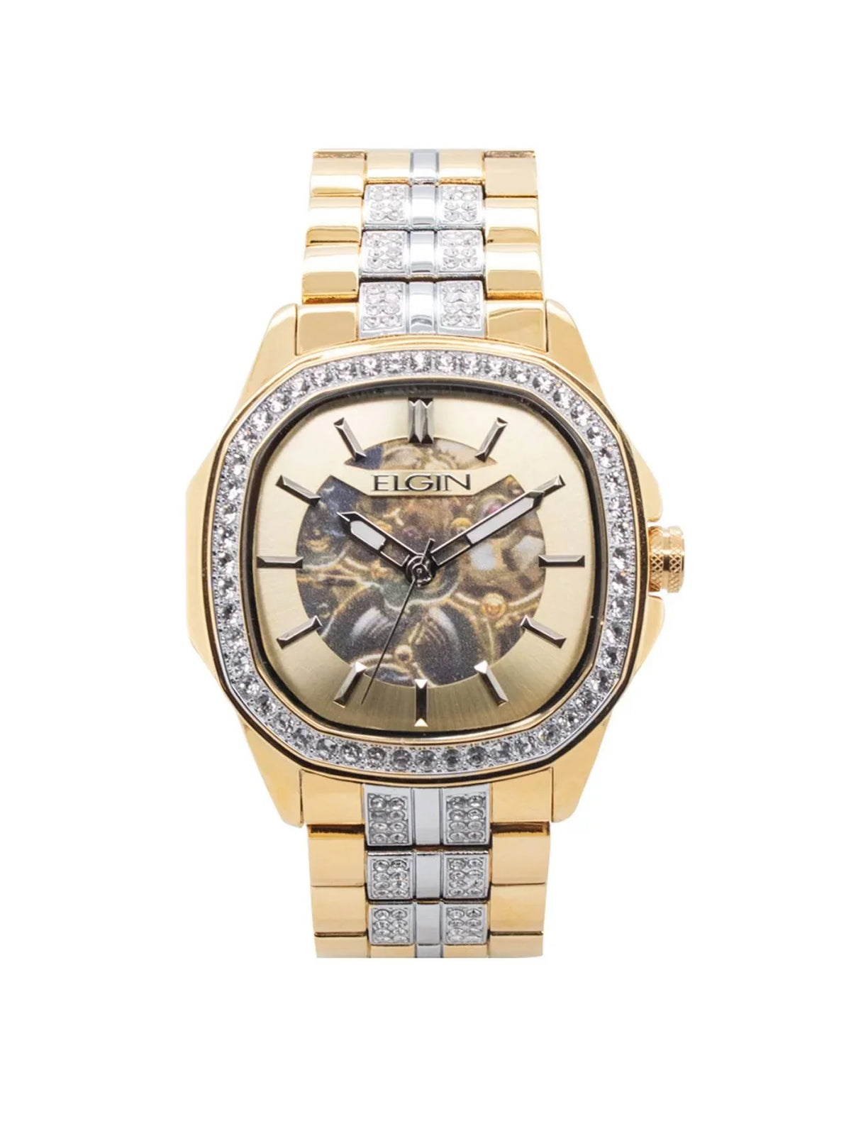 Brass with Watch Bezel Adult Male and Elgin Allow (FG180018) in with Gold Case Czech Stones