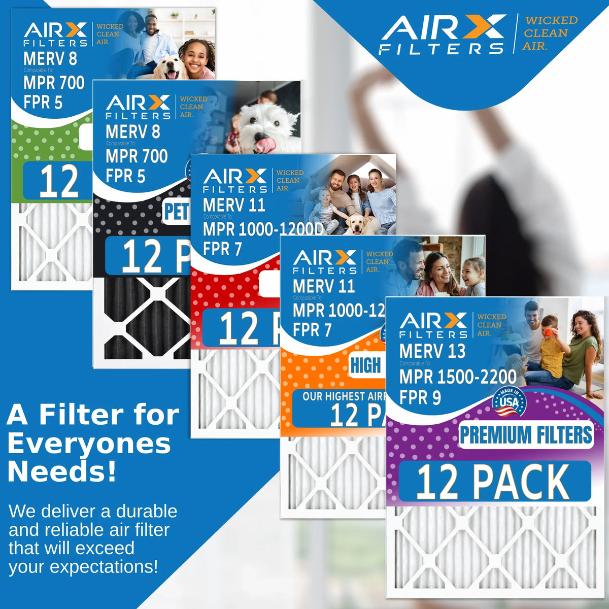 in WICKED MPR FPR & 12 of Made AIR. Filter USA 7 MPR MERV 20x22x1 Filters by Furnace FILTERS 1200 Comparable to 1000, Air - 11 CLEAN Rating, Pack AIRX