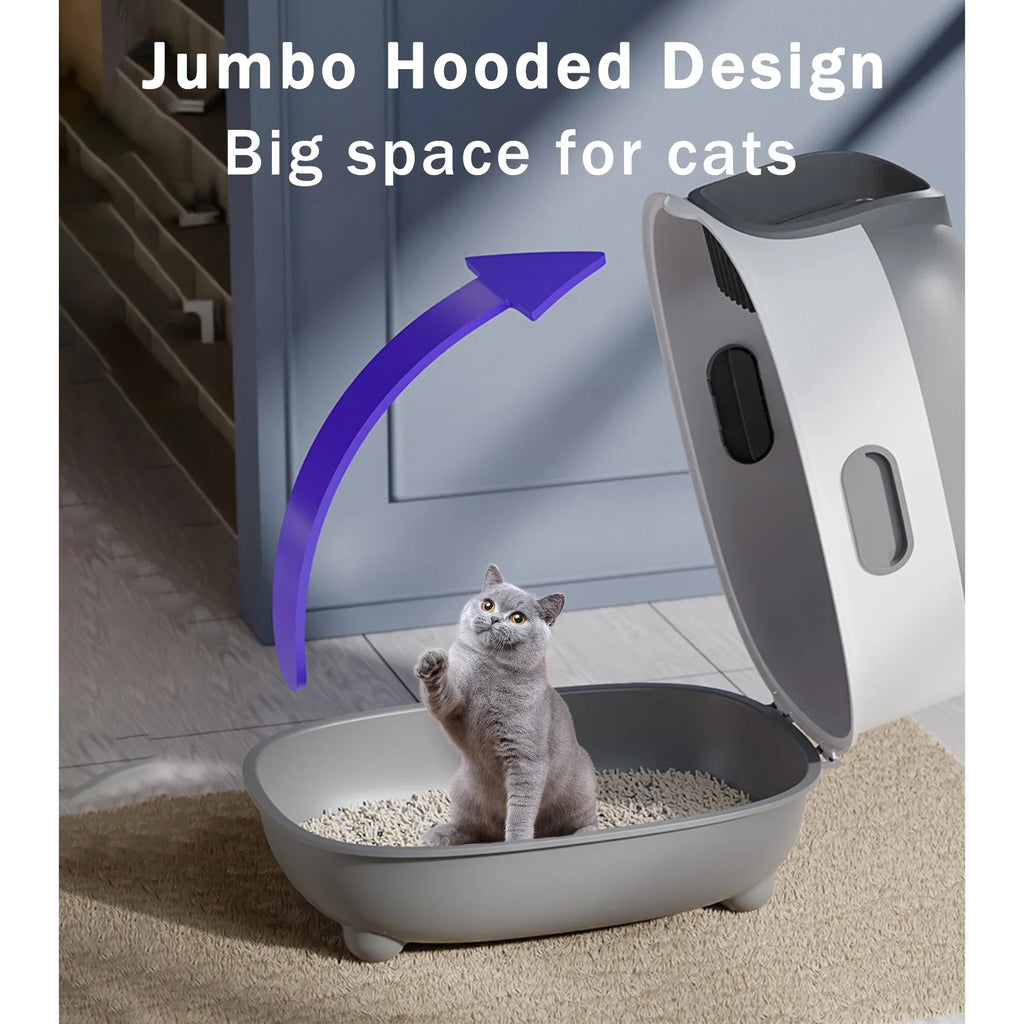 Box,Pets Litter Large Smelly Boxes,Odor Cat Litter Control,Jumbo Hooded,Gray,Door Isolate Enclosed Cat EOIVSH