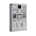 Stylish Modern Storage Cabinet with Glass Doors and Wooden Accents