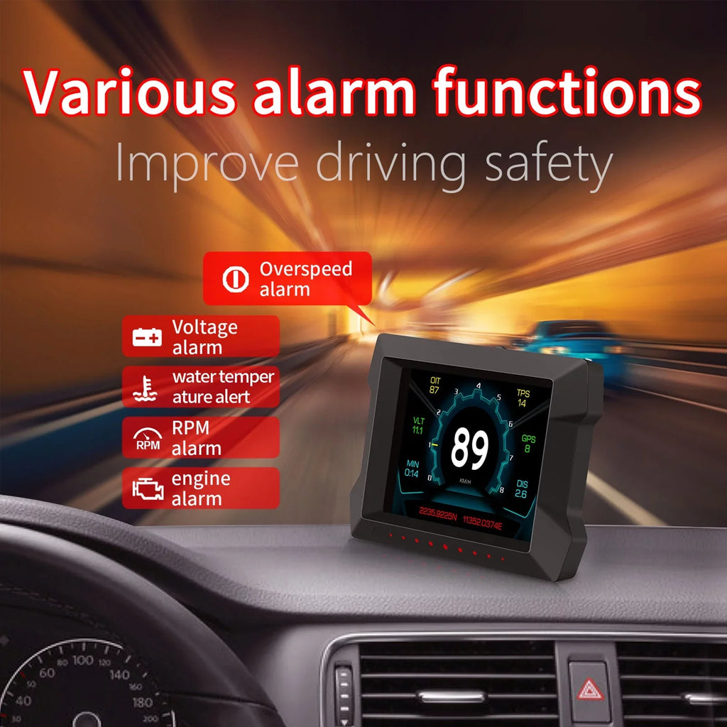 Speedometer Meter Diagnostic Driving P22 Gauge, Slope OBDⅡ Vehicles Overspeed Computer Universal for Car Multi-Functions and All Digital HUD Computer Trip Car