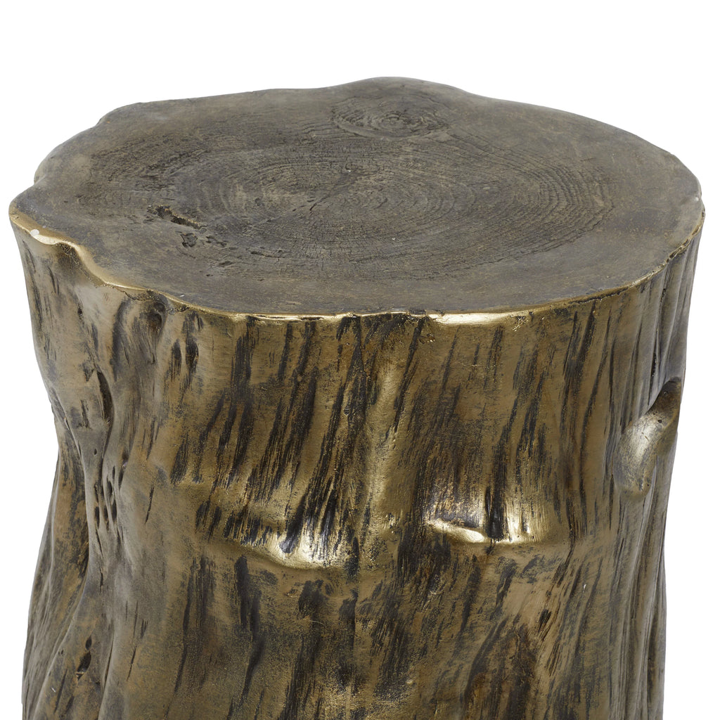 Grain with Carved Gold Table, x Finish 19"H Inspired Log Eclectic Wood Accent 18"W Chopped DecMode Gold Tree