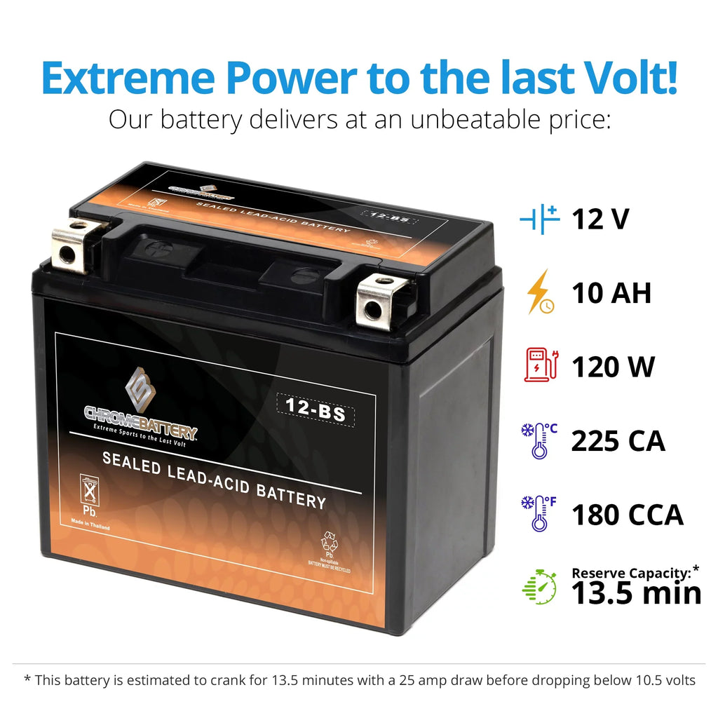Volt,10 Gsx-r1100 for - Year (12-BS Chrome Battery - Motorcycle Battery 180 Ah, 1998) (1993 Suzuki W 12 1100cc YTX12-BS CCA)