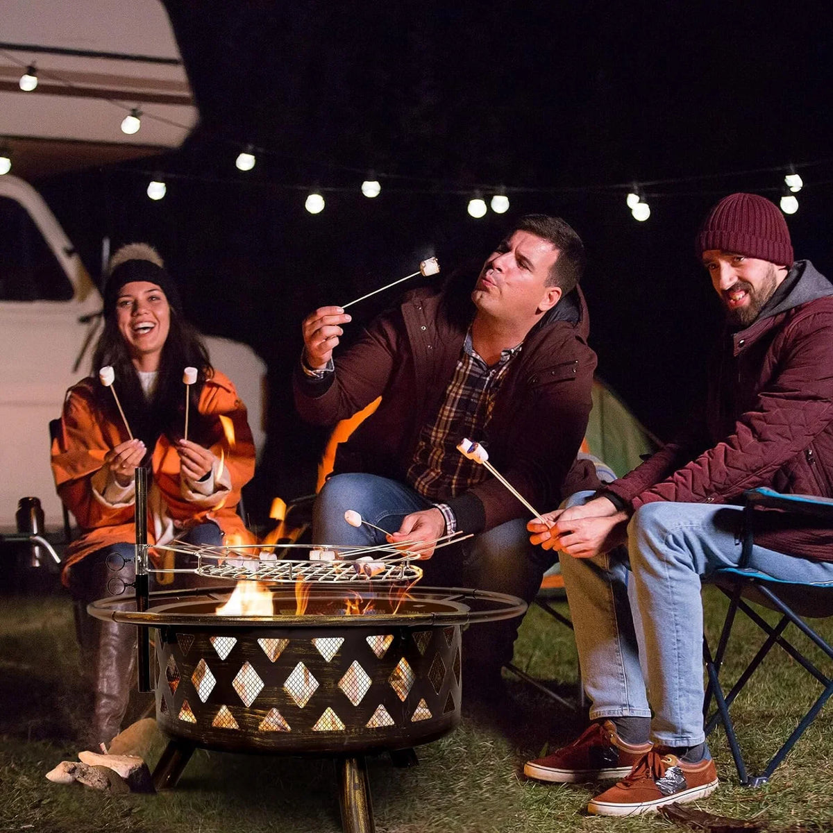 Screen for Poker ECOPATIO Fire Wood Camping, Grill Steel Garden, Firepit Pits, Backyard for Large Spark Patio Bonfire, 30 exterior Picnic Burning Grate, with Pit Fire Inch & BBQ Outside, Cooking