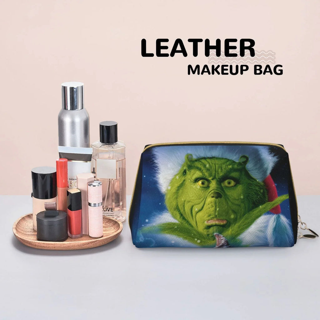 The Travel Purse Portable Toiletry Bag Bag Christmas Cosmetic Gift Organizer Grinch Storage Makeup Pouch Leather