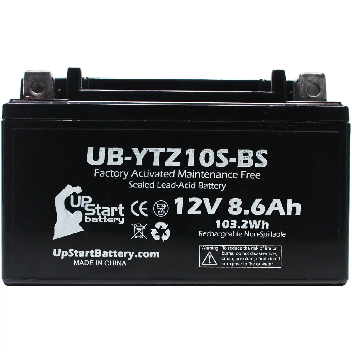 UB-YTZ10S-BS UpStart 12V, - Free, Yamaha 1000CC Maintenance Activated, 8.6Ah, Replacement Battery 2005 Motorcycle Factory Battery YZF-R1 2-Pack