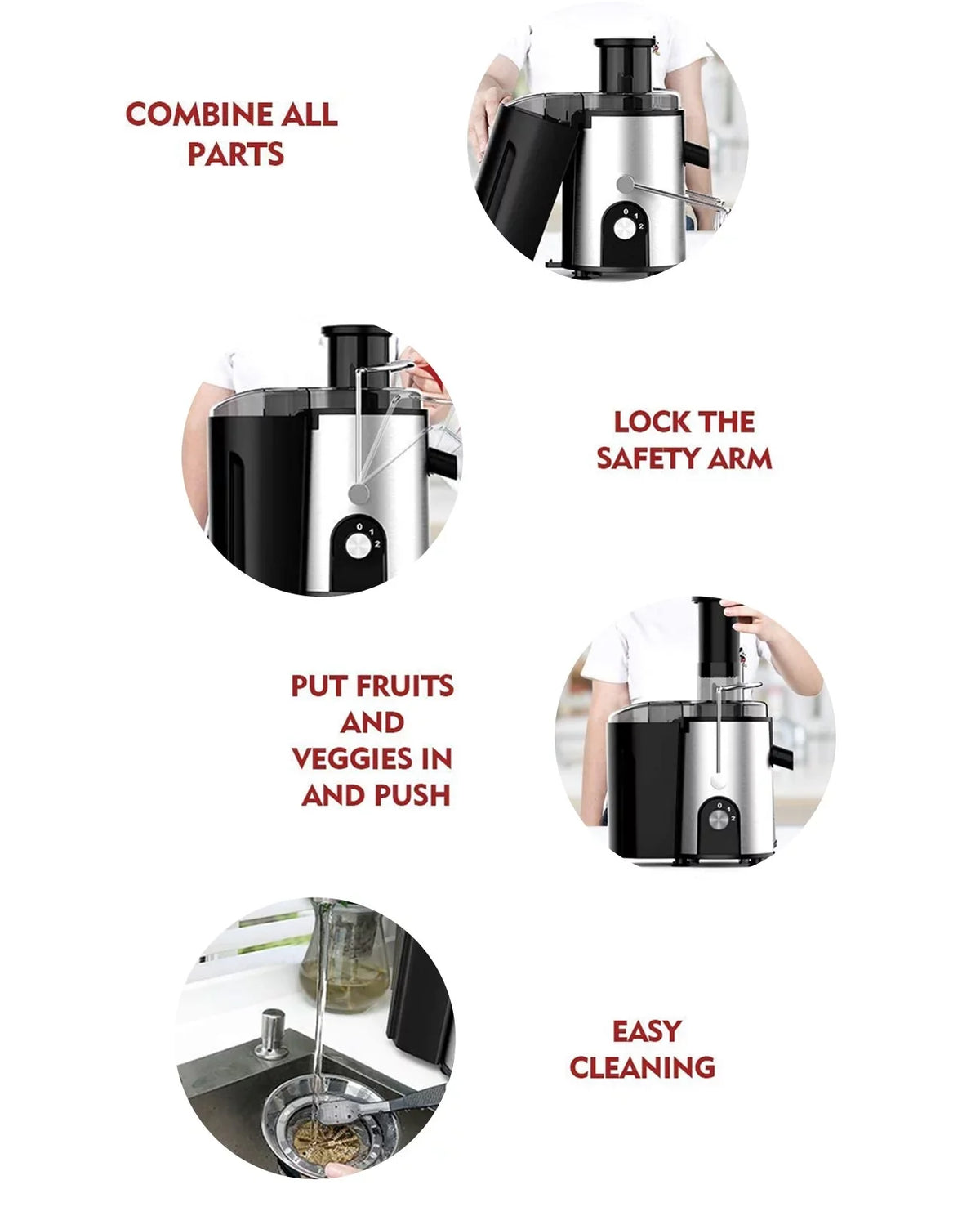 Fruits Brush Juicer Centrifugal Juice Catcher Vegetables High Machines Included and Anti-Drip - for & - Yield