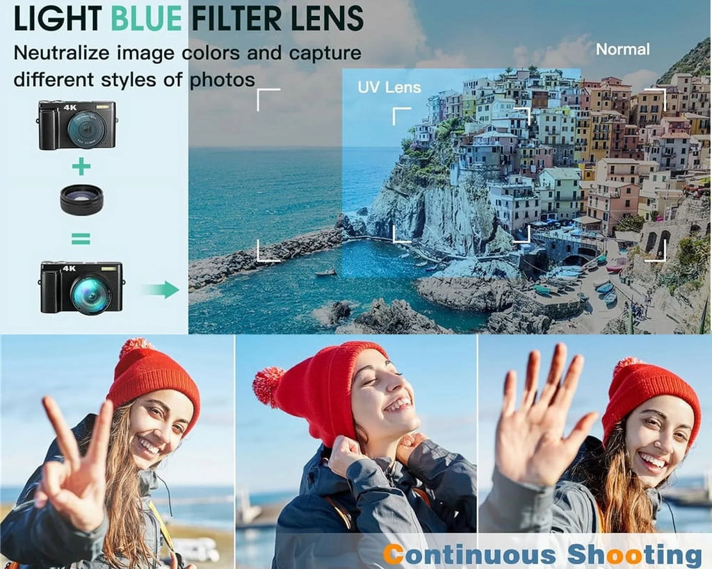 for Photography Cameras YouTube Autofocus Video Digital for 4K Camera Card Digital 32GB 16X 48MP with Camera Zoom Vlogging