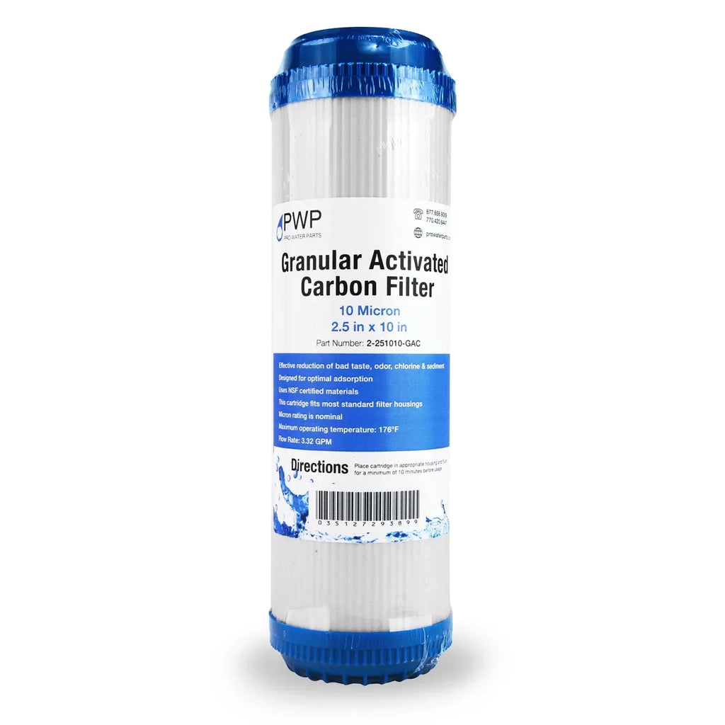 pack 2.5 Carbon Micron Activated Filter Granular x10" 25 liquid 10 Cartridge