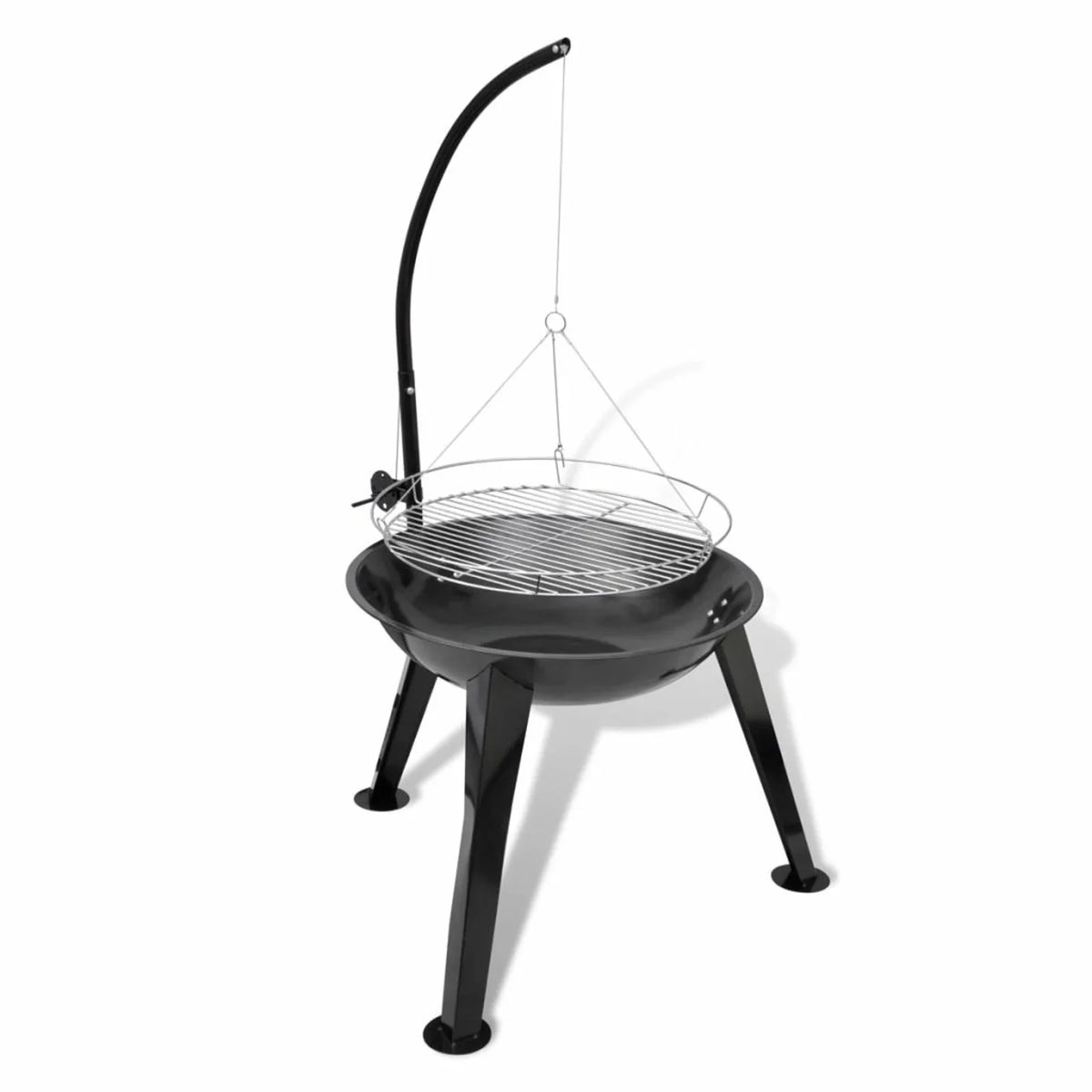 Barbecue H) Patio with Camping Plate (Diameter BBQ Steel Round Stand Party, Anself x Garden, x Inches Grill 28.3 for Picnic, Grilling, Hanging Stand Hiking, 48.4 Smoking, Charcoal Cooking,
