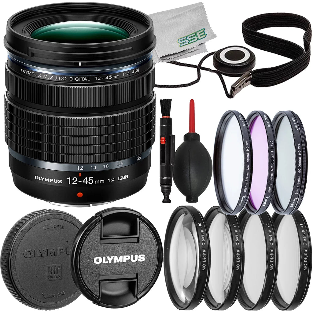 ED Box) UV PRO Accessories, Lens & Bundle) f/4 Filter Olympus Manufacturer Multi-Coated M.Zuiko (White (16pc Ultimaxx Kit 3PC 12-45mm + + Digital Bundle Essential More