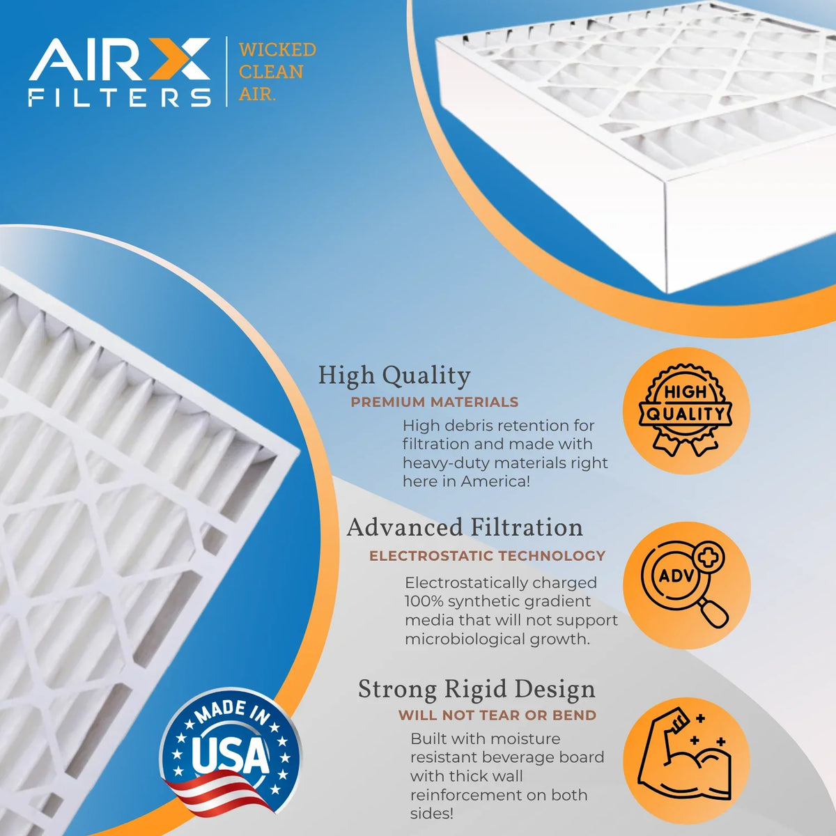with FILTERS Skuttle by MPR 8 700 Premium 16x25x5 WICKED USA Filter Furnace Filter MERV AIR. FPR 5 16x25x5 Compatible #000-0448-001 Air CLEAN Made to DB-25-16 Comparable 2 & AIRX Pack