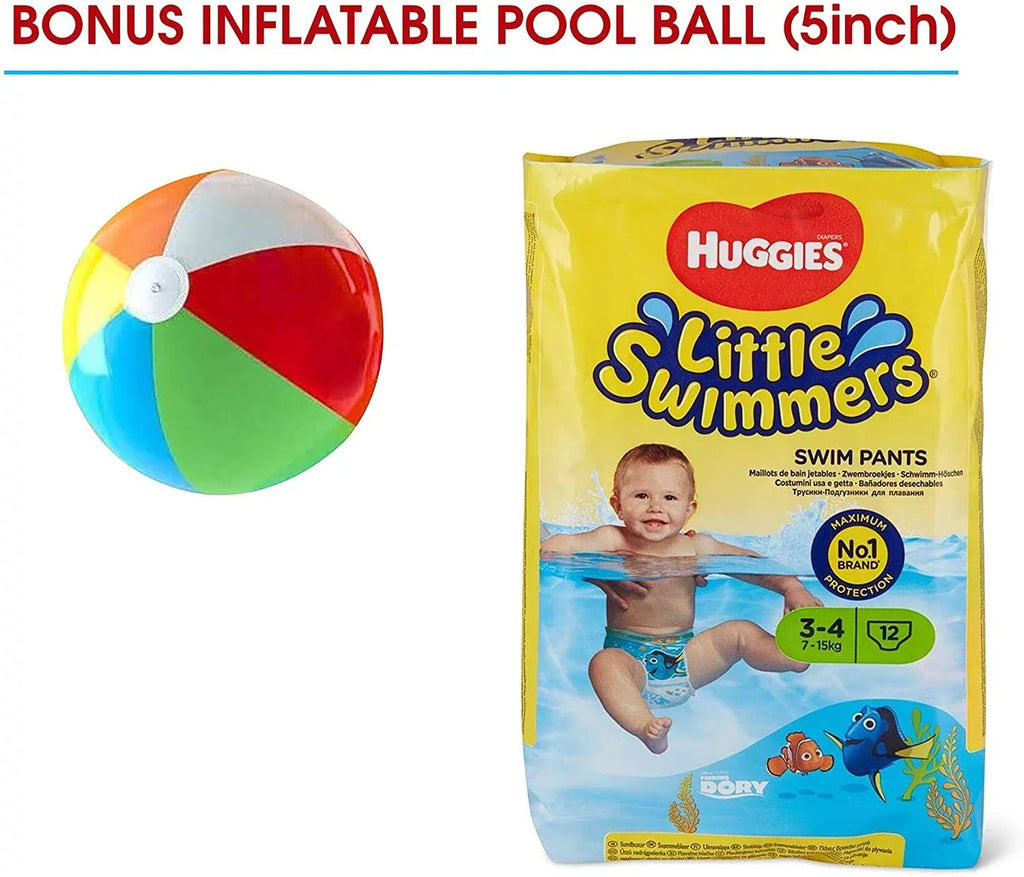 12-Count inch Swimmers Ball Bonus Little Swim Disposable Inflatable 5 - 7lb-18lb., Pool X-Small Diapers,