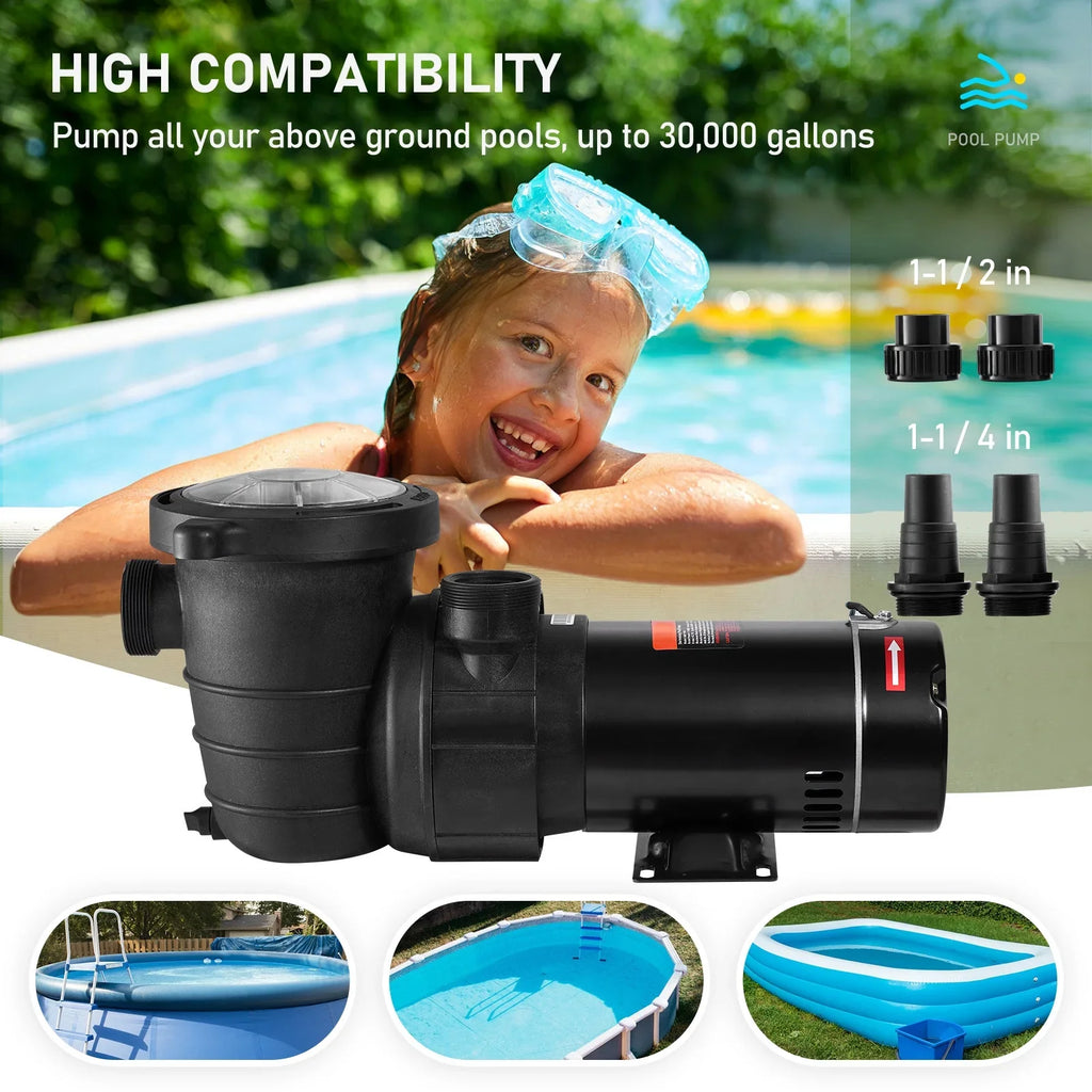 Single for Pump, 1100 ETL Speed In/ of Certification Flow, HP Pool Max. Strainer V, Pool w/ 115 Above W Basket, Pump SKYSHALO Security for 5280 1.5 Ground Swimming GPH
