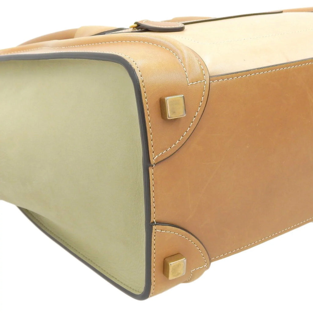 shopper beige handbag luggage green 167793 Pre-Owned tricolor Celine (Good) mint A03 CELINE 15LK micro