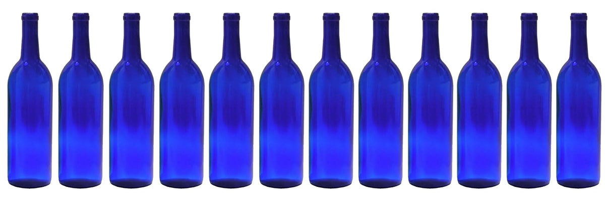 case 12 Claret/Bordeaux Making ml Bottles, 750 Wine Cobalt Glass per For Blue