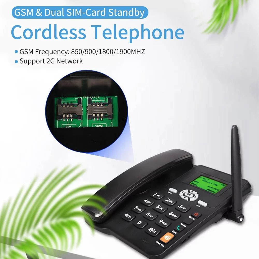 Telephone Home Bisofice Cordless Dual Office GSM for Phone Use SIM and Desktop and with Set Support Cards