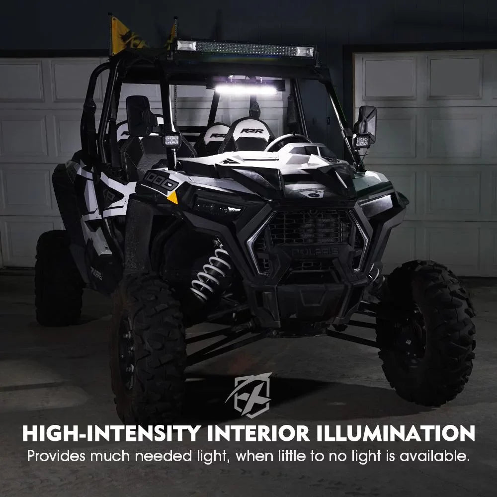 View LED 1.75"-2" UTV Rollbars Xprite Rear 17.5" Lights Integrated W/ Fits Mirror Curved