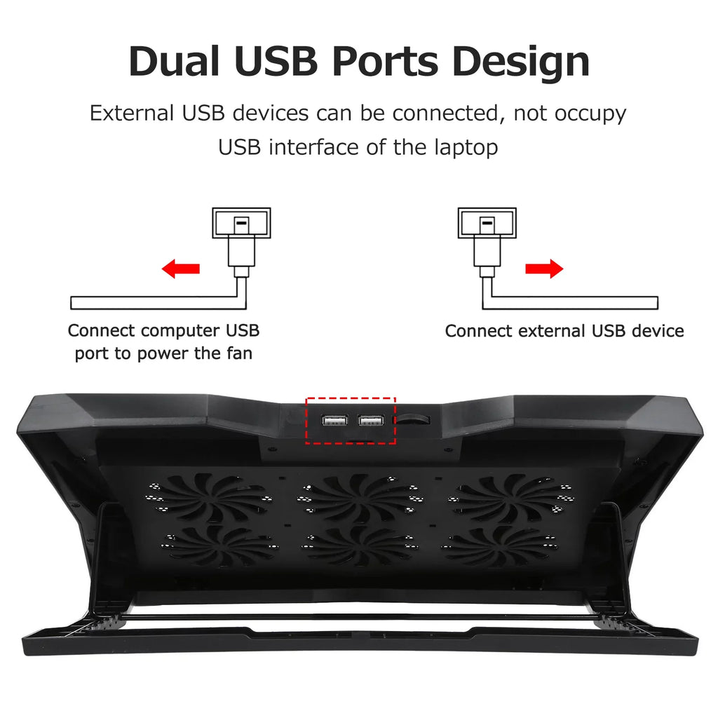 6 Cooling Foldable Adjustable Stand Low Height with Noise Operation and Fans, Laptop