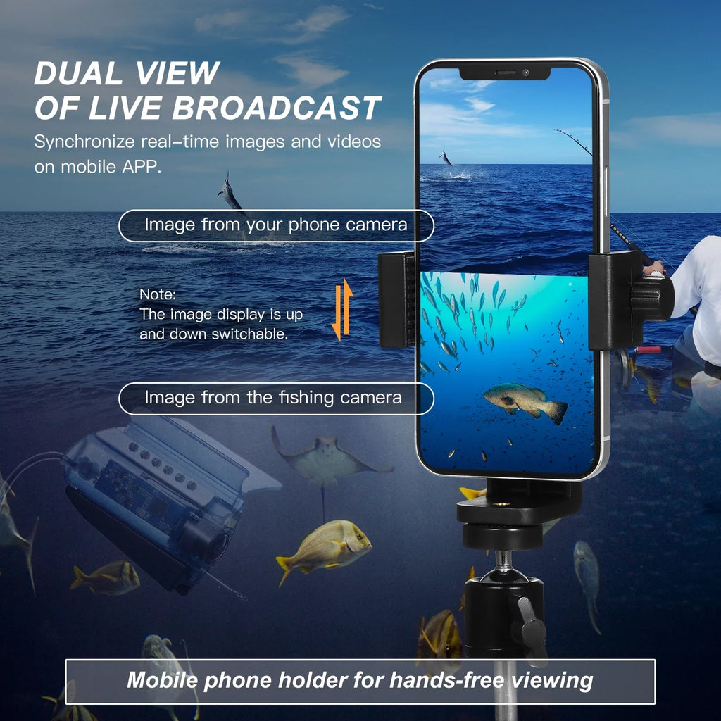 Fishing Camera Holder Finder Mobile Ice APP Cable with Case Lake Fishing Sea 50M Boat Underwater Fish Video with Camera Control Live Kayak for Phone Bait Cage Fishing Carry MIXFEER 1080P