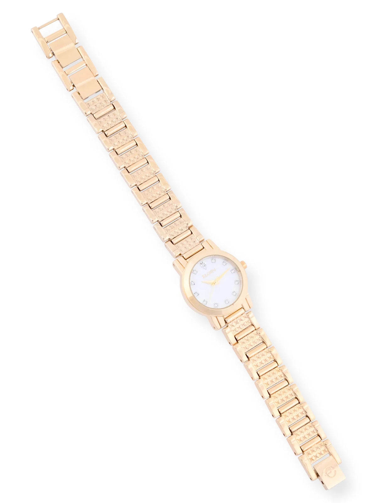 Set Stones Dial Gold and Elgin in with Female Adult Czech Watch MOP (EG180011ST) Bracelet and