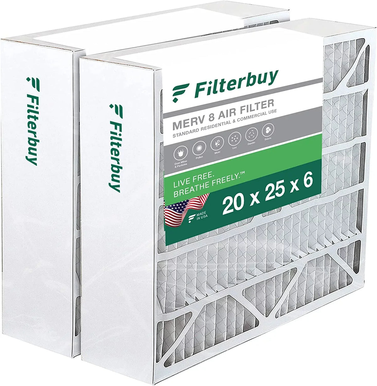 201/2200 HVAC 20x25x6 AC Filterbuy Aprilaire / (2-Pack) 2250 8 Air Pleated Space-Gard Furnace MERV Filters for
