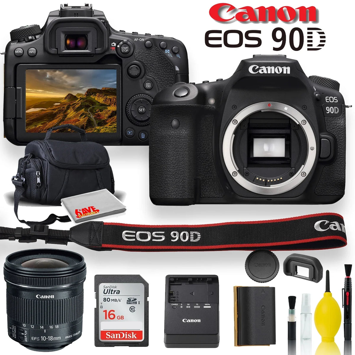 Lens, IS Memory EOS With Case, 10-18mm and STM Soft DSLR More EF-S Padded Camera 90D Canon Canon Card, f/4.5-5.6