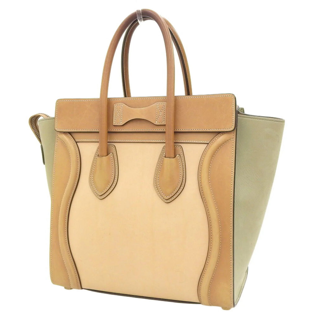 shopper beige handbag luggage green 167793 Pre-Owned tricolor Celine (Good) mint A03 CELINE 15LK micro