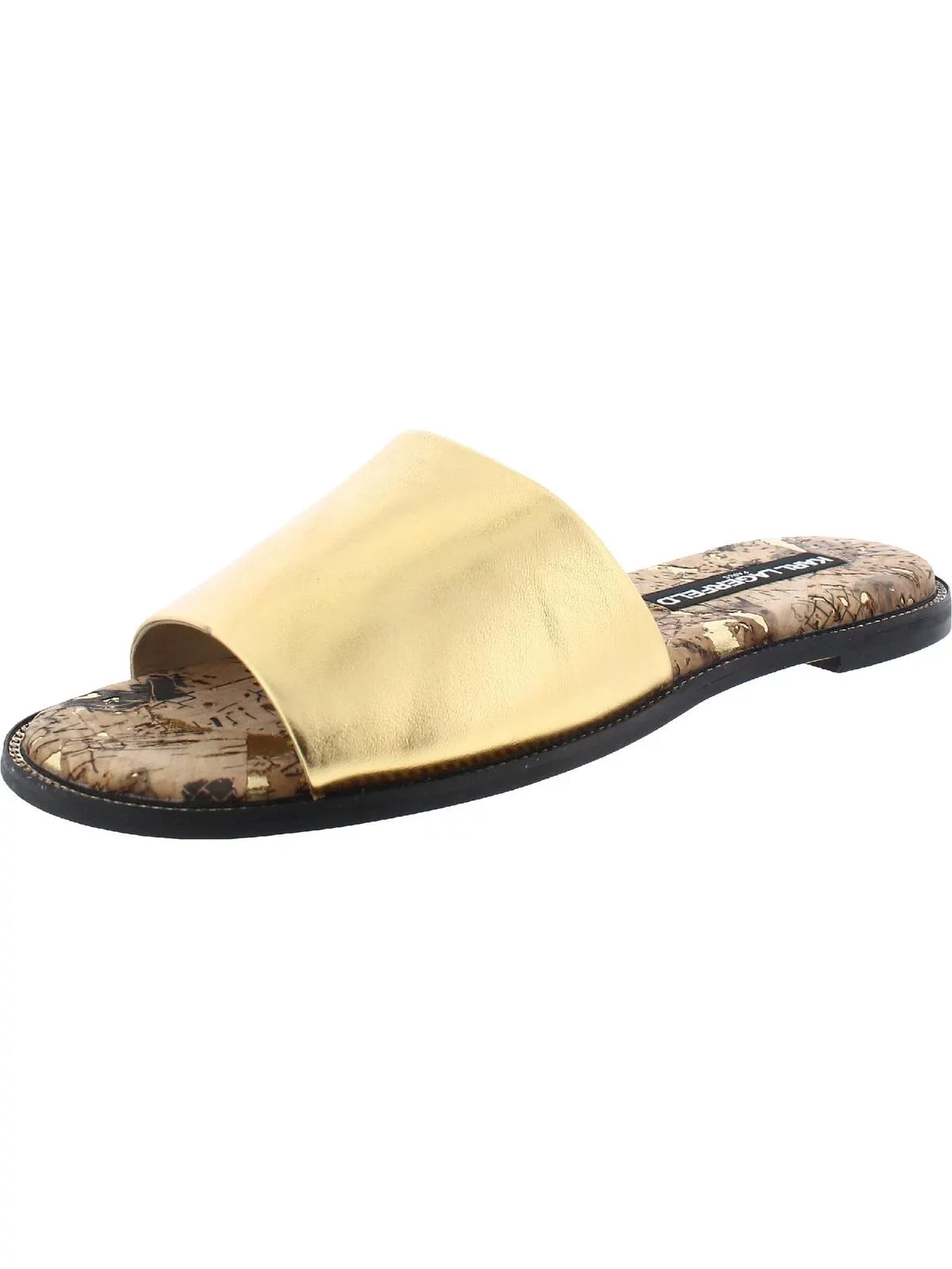 Lagerfeld Flat Karl Paris Gloria Cork Leather Womens Sandals