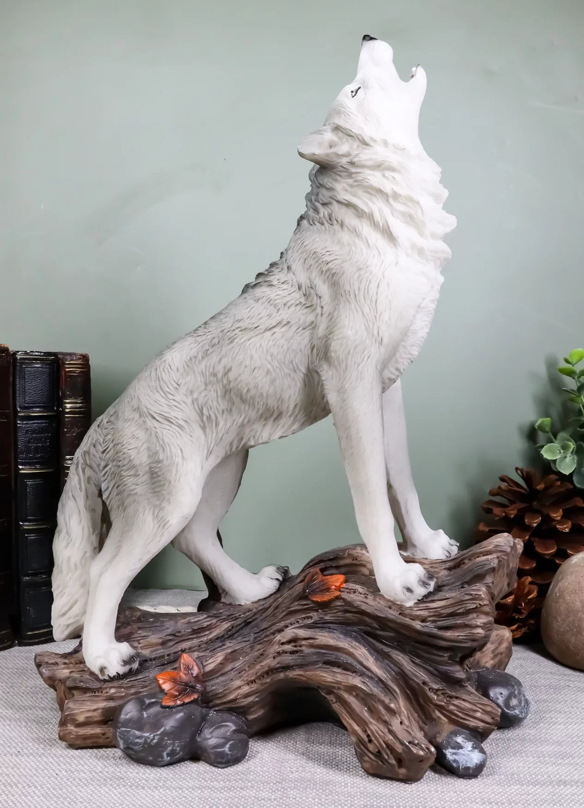 Of Large Gray Alpha 12"H Howling Statue Wolves Cries Decor Night Spirit Wolf The
