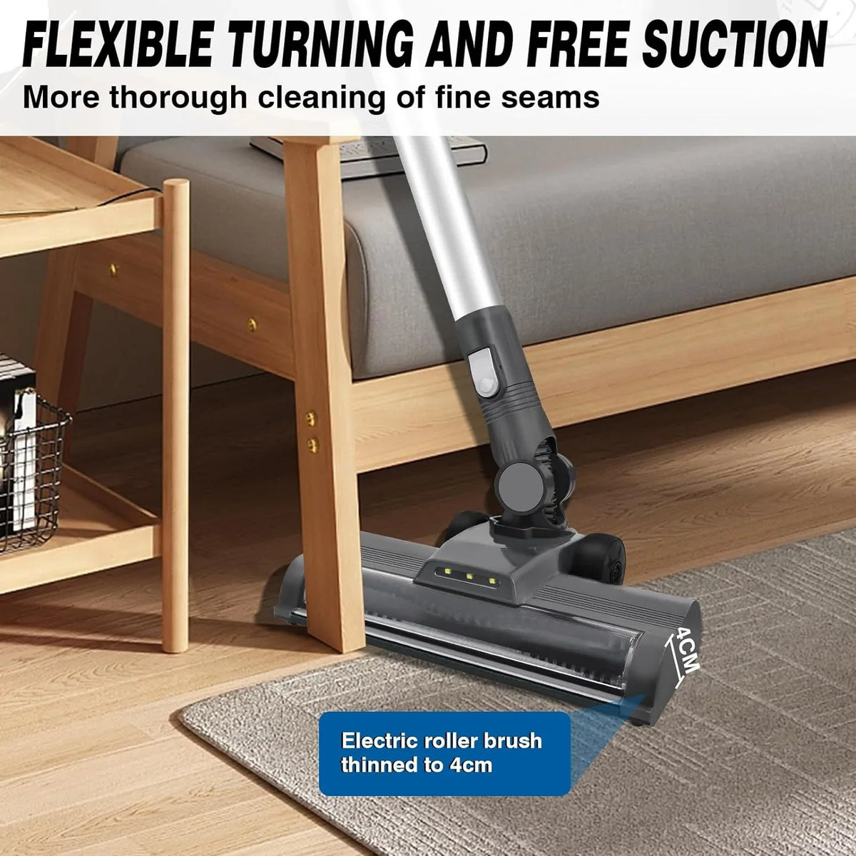 4 Carpet in1 Vacuum 22000Pa 2.0Ah for Cleaner Pet Stick with Vacuum Max Lightweight Quiet Suction, Vacuum Cordless Hair Cleaner, 35Mins Floor Cordless Runtime, Hardwood Household Battery