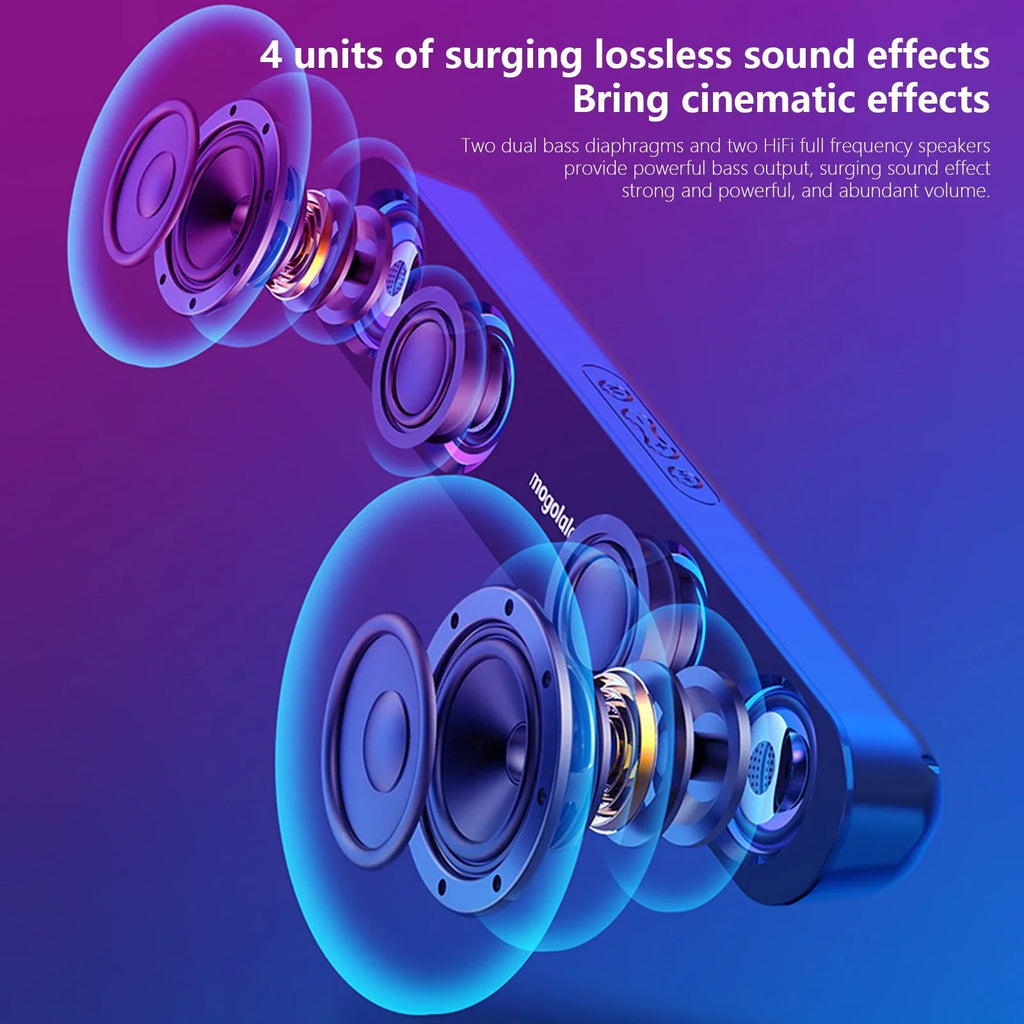 Bar Subwoofer Home Speaker Ersazi Long Bluetooth Video Clearance Strip Colorful Sound High Sound in Sound Speaker Tv Black Karaoke Adapter Dual Wireless Power Desktop
